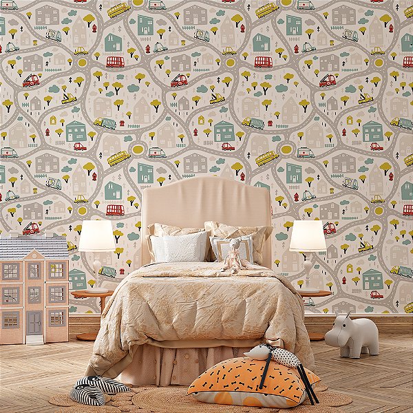 Papel de Parede Cidade Com Prédios e Carros