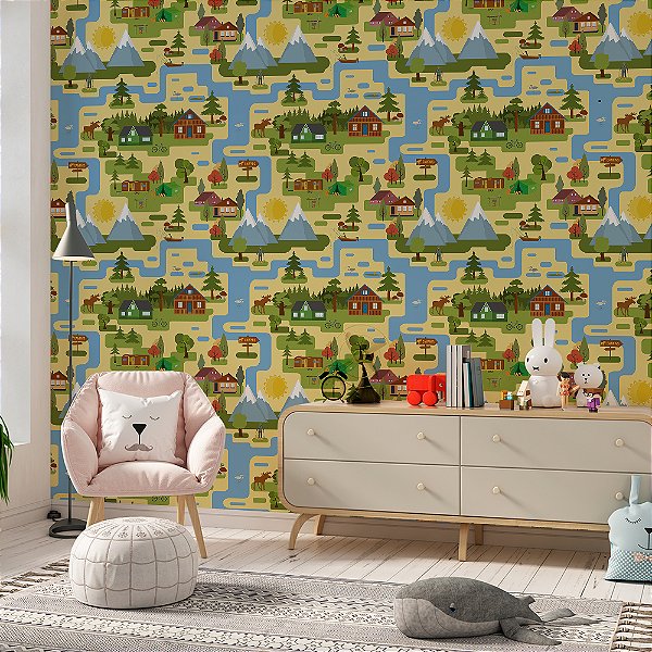 Papel de Parede Cidade nas Montanhas