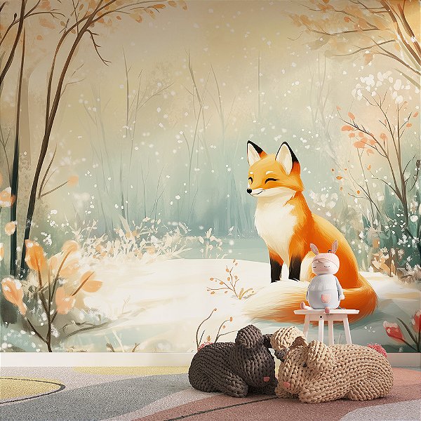 Papel de Parede Raposa na Floresta Mágica