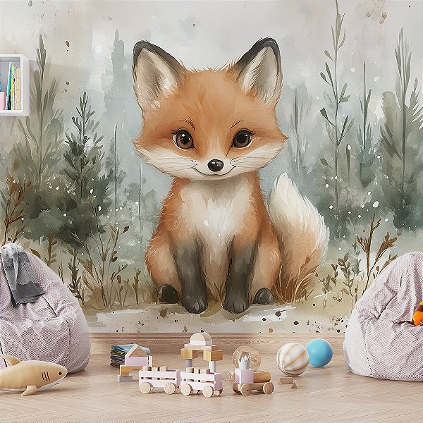 Papel de Parede Safari Raposa Bebê