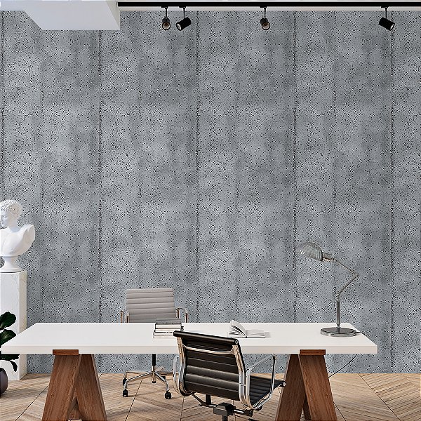 Papel de Parede Concreto Cinza com Detalhes em Preto