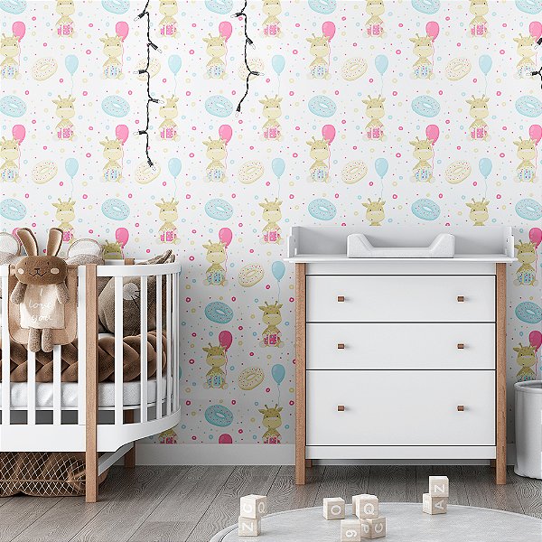 Papel de Parede Girafa e Rosquinhas