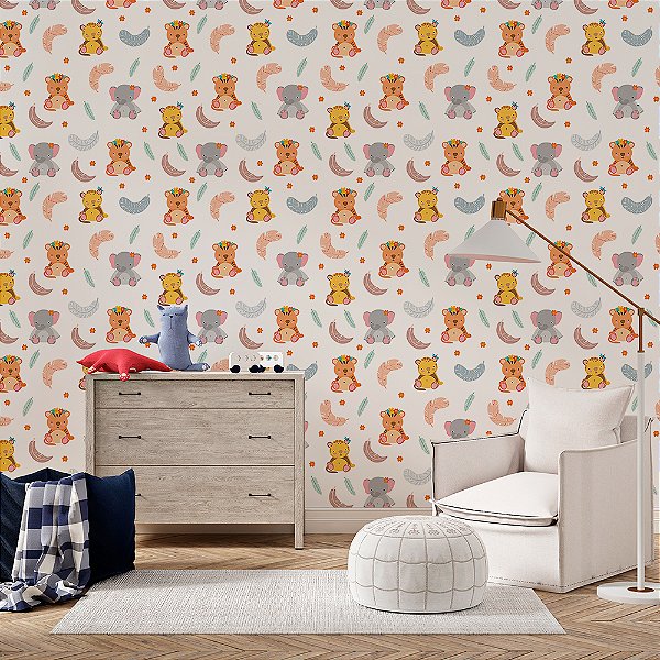 Papel de Parede Tigres, Onça Pintada e Elefante