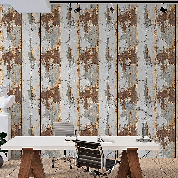 Papel de Parede Metal Chumbo Desgastado