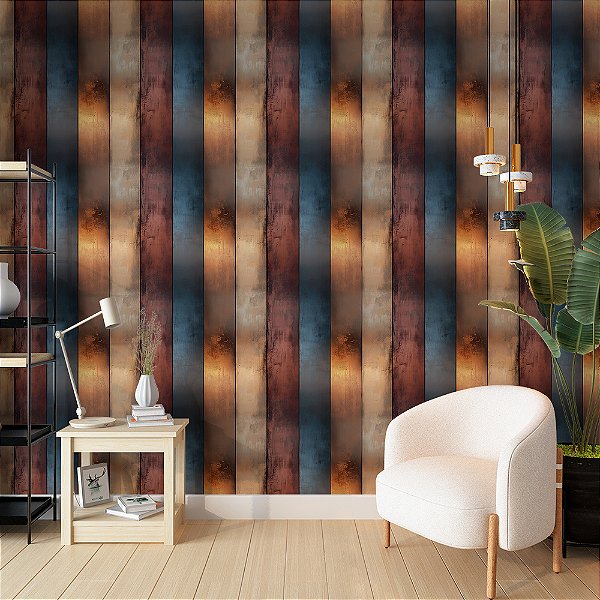 Papel de Parede Metal Listras Metálicas Coloridas