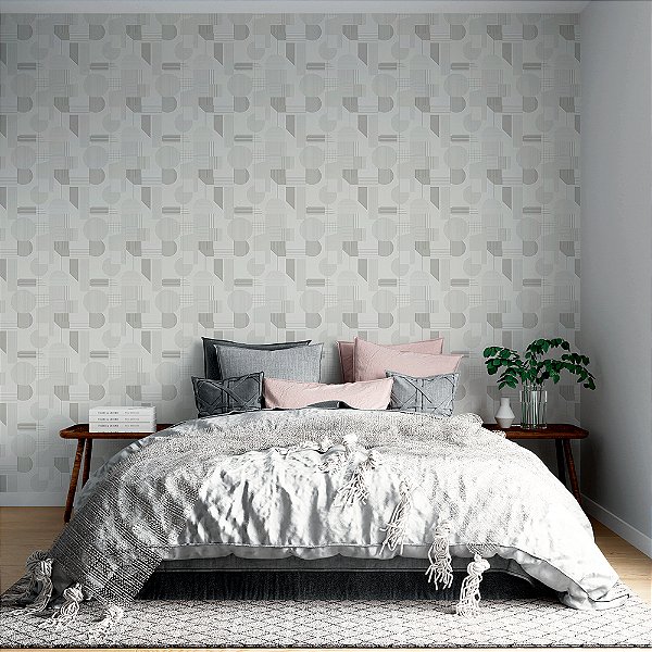 Papel de Parede Geométrico Tons de Branco Suave
