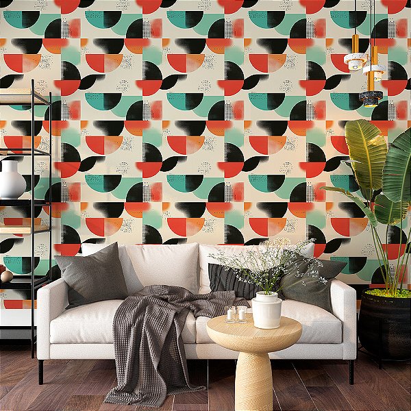Papel de Parede Geométrico Modernismo Colorido