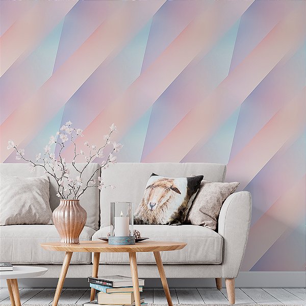 Papel de Parede Geométrico Diagonal Pastel