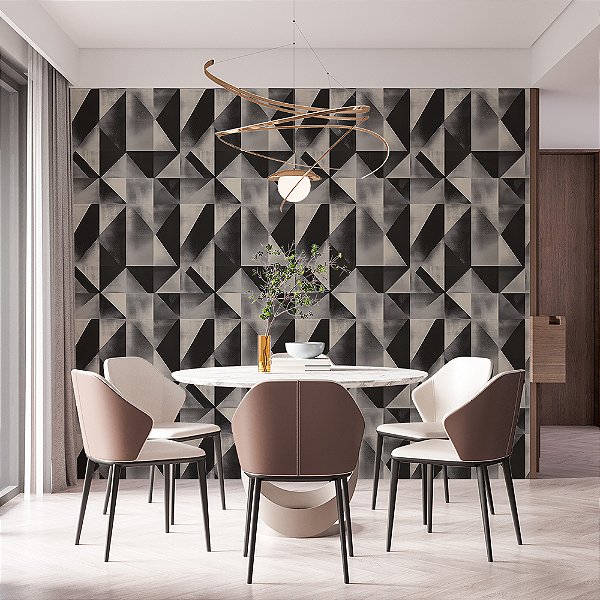 Papel de Parede Geométrico Prisma Grafite