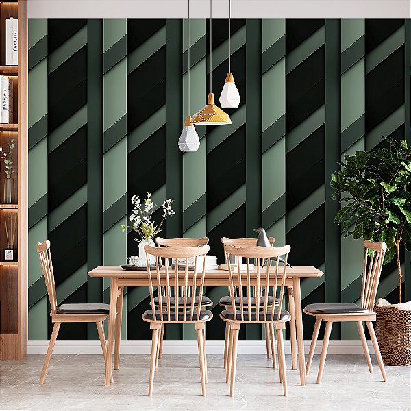 Papel de Parede 3D Verde Musgo Urbano