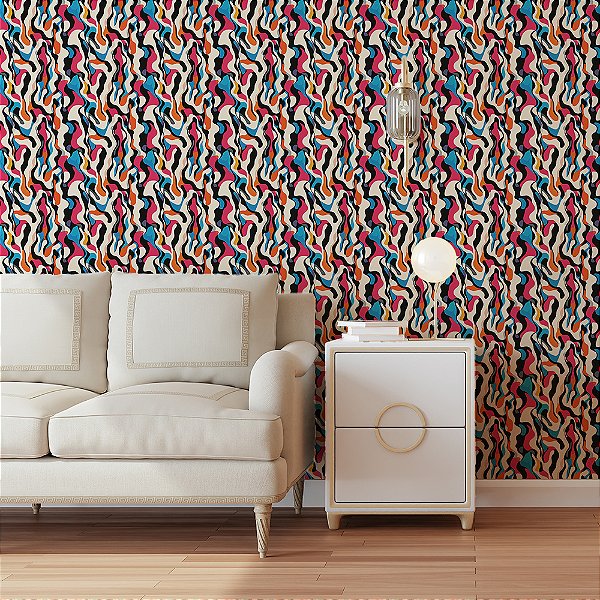 Papel de Parede Abstrato Manchas Orgânicas Coloridas