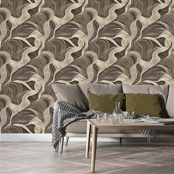 Papel de Parede Abstrato Pinceladas Orgânicas Vintage