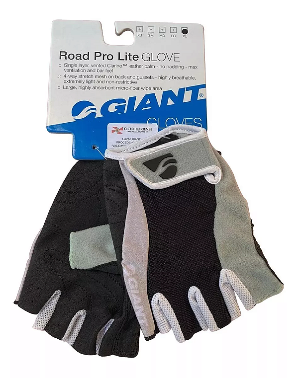 LUVA GIANT ROAD PRO LITE CINZA E PRETO
