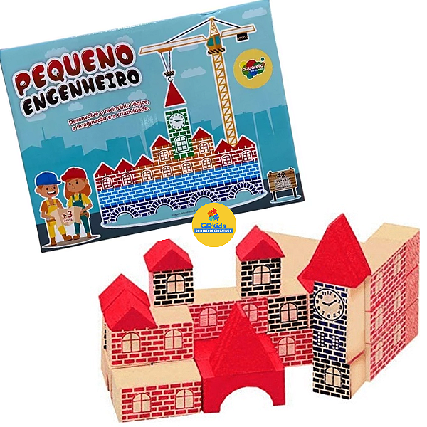 Brinquedo Educativo Pequeno Engenheiro 42 peças em Madeira