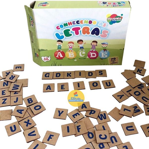 Conhecendo as Letras 70 peças em MDF Aquarela Brinquedos