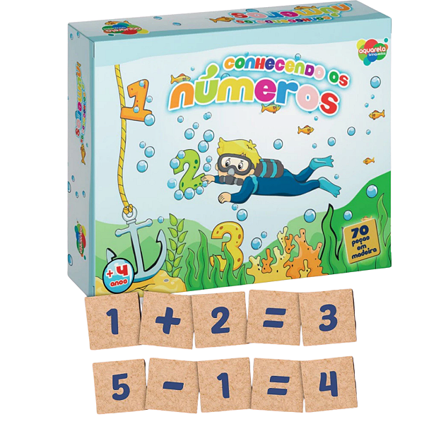Conhecendo os números 70 peças em MDF Brinquedo Pedagógico e Educativo Operações Matemática