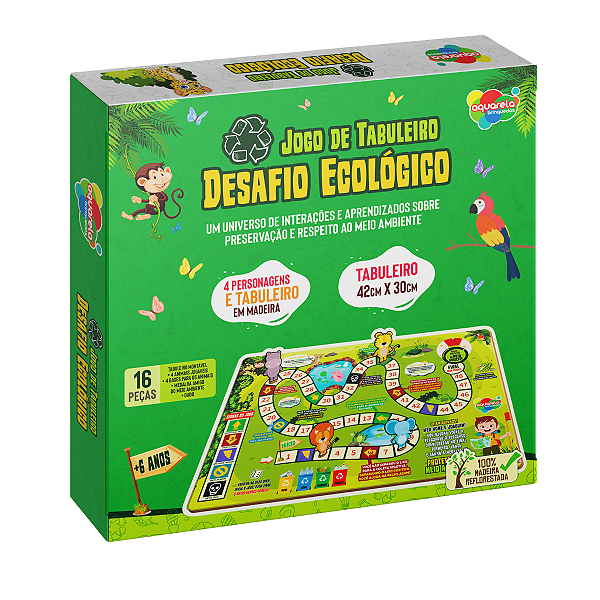 Jogo de Tabuleiro Infantil Desafio Ecológico em MDF 6 anos