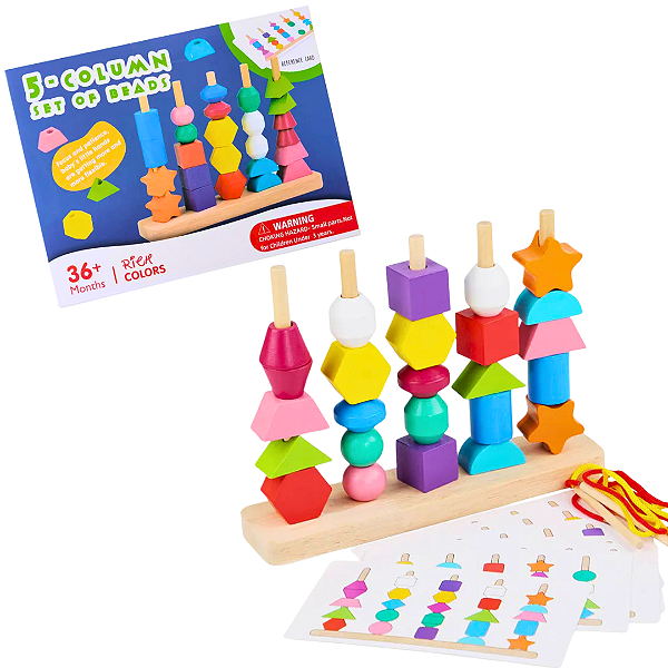 Brinquedo Torre Montessori Formas Educacional Blocos de Empilhamento Sensorial de Madeira