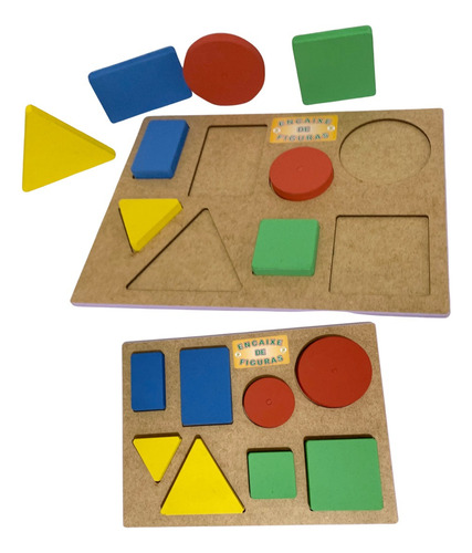 Encaixe de Figuras Forma Geométrica  Brinquedo Educativo Mdf