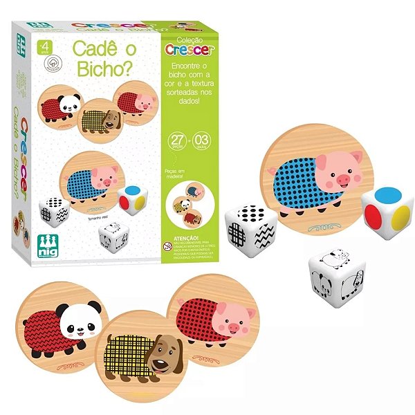 Jogo Educativo Cadê O Bicho Em Madeira Coleção Crescer  Nig