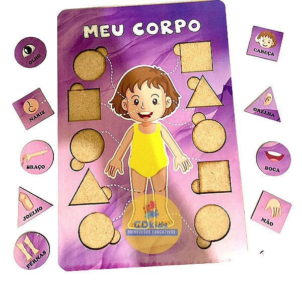 Quebra Cabeça Infantil Corpo Menina em Madeira Educativo