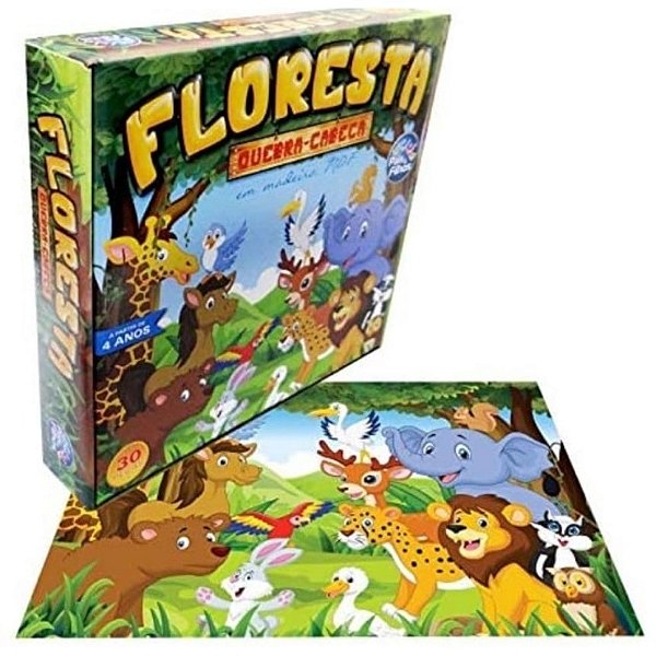 Quebra-Cabeça Educativo de Madeira 30 Peças Floresta