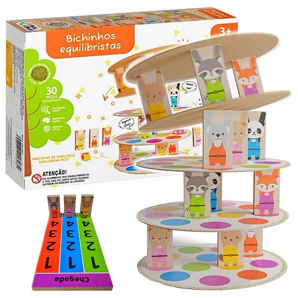 3 Jogos em 1 Empilha Bichos  Bichinhos Equilibristas