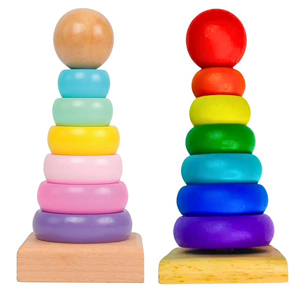 Torre De Empilhar Pirâmide Encaixar Formas Geométricas em Madeira Toy Mix