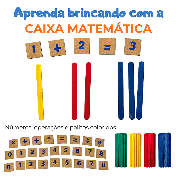 Caixa Matemática Brinquedo Didático De Madeira Para Alfabetização Numérica