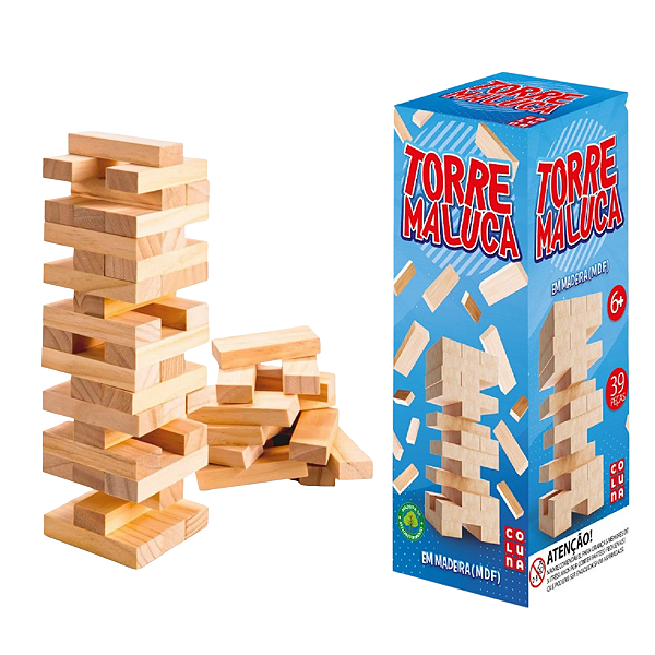 Jogo De Blocos Torre Maluca Em Madeira 39 Peças Pais & Filhos