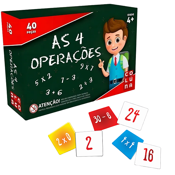 Jogo Pedagógico 4 Operações Matemáticas 54 Peças Pais & Filhos