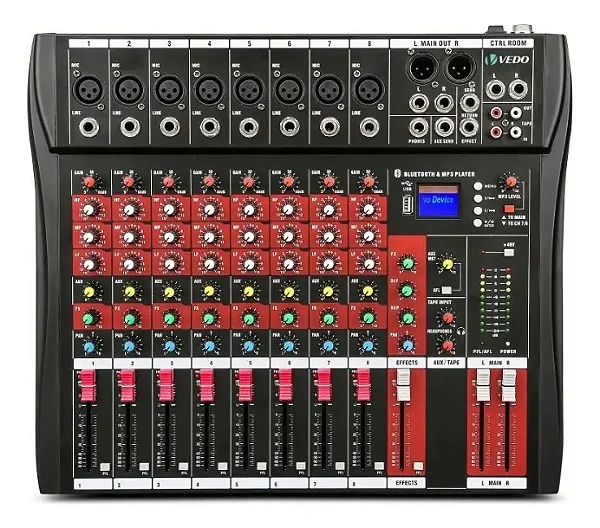 Mesa de Som Vedo VDA208L 8 Canais Bluetooth USB