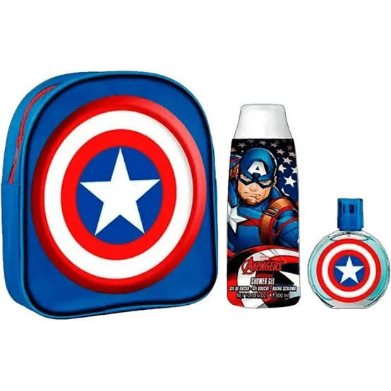 Kit Capitão América (perfume infantil edt 50ml+Gel de banho 100ml+Bolsa)