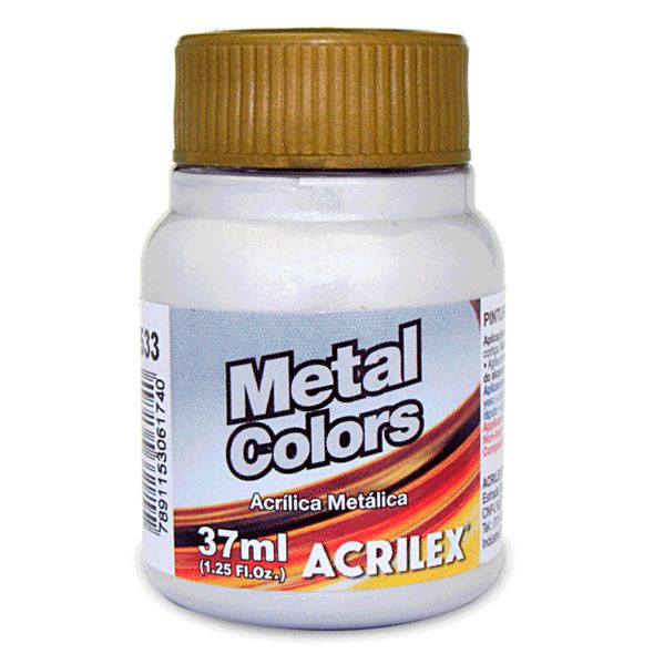 Tinta Acrílica Metálica Acrilex 37ml - Prata 533