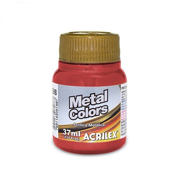 Tinta Acrílica Metálica Acrilex 37ml - Vermelho 555