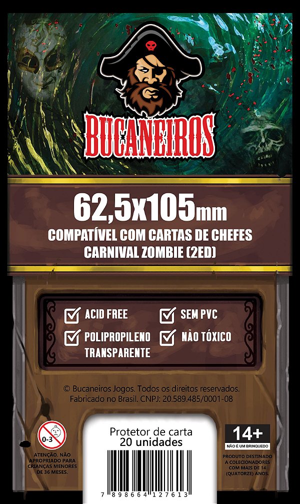 Sleeve Customizado para Carnival Zombie - Cartas de Chefe (62,5 x 105)