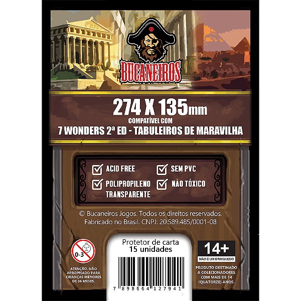 Sleeve Customizado para 7 Wonders 2ª Edição - Tabuleiros de Maravilha (274 x 135)