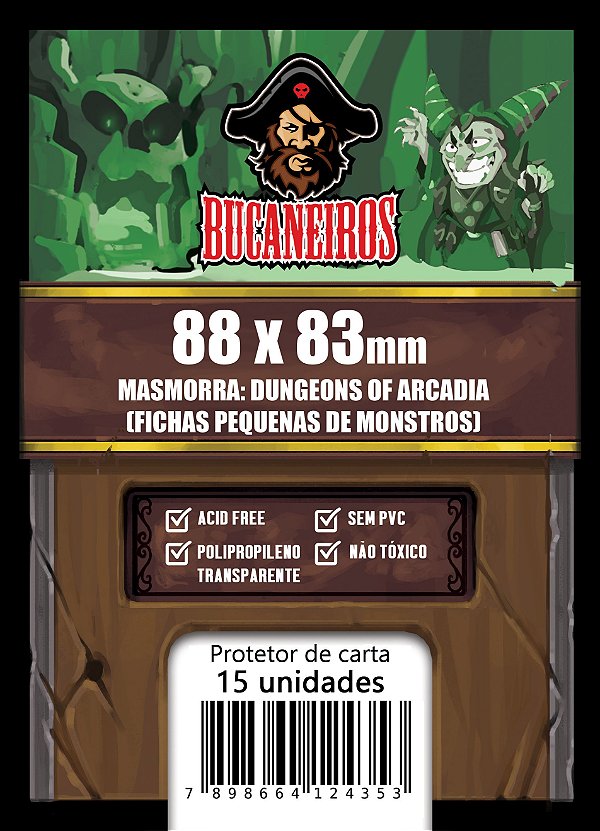 Sleeve Customizado para Masmorra: Dungeons of Arcadia - Fichas Pequenas de Monstro  (88 x 83)