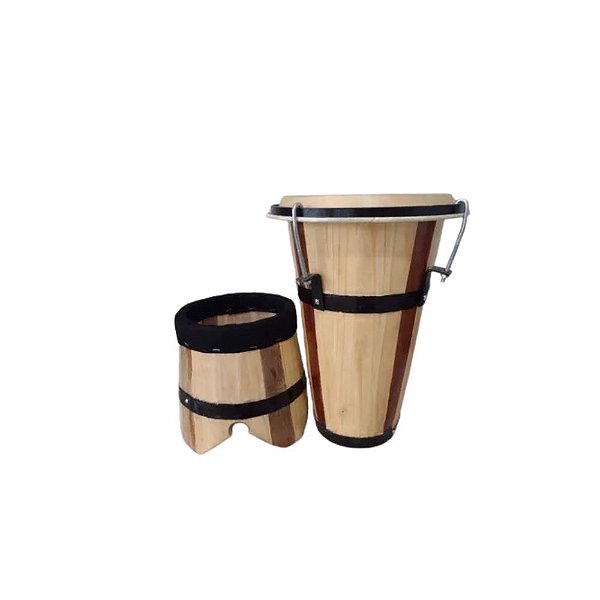 Atabaque Tambor Macaquinho 40cm Pinus Com Suporte ES480AMP