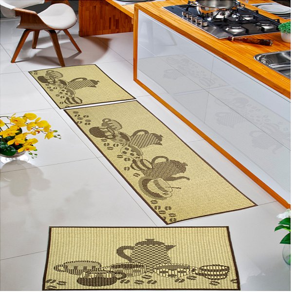 Tapete Passadeira Cozinha Sisal Kit 3 Pçs Ks-79