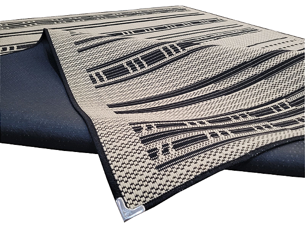 Tapete Sala Sisal Antiderrapante 1,50 X 2,00 S-584 (PRETO/BEGE)