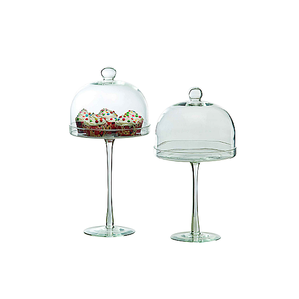 Boleira De Vidro C/ Pé Tampa 25,5 X 53cm - Cupcakes