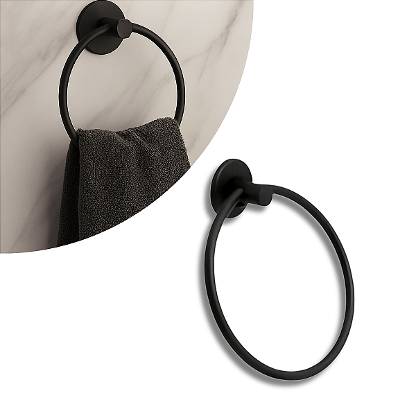 Porta Toalha Rosto Veneza Preto Fosco