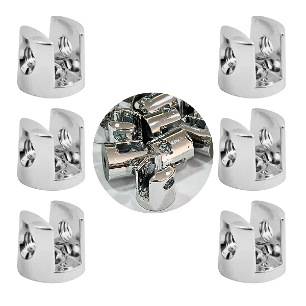 Kit 06 Suportes Fenda 6mm 2 Furos Cromado