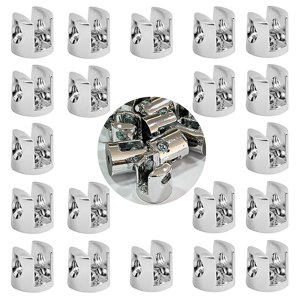 Kit 20 Suportes Fenda 6mm 2 Furos Cromado