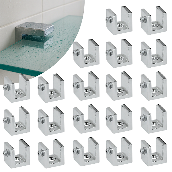 Kit 20 Suportes Fenda Quadrado 6mm 1 Furo Cromado