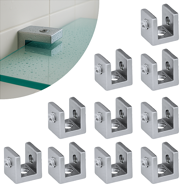 Kit 10 Suportes Fenda Quadrado 6mm 2 Furos Cromado
