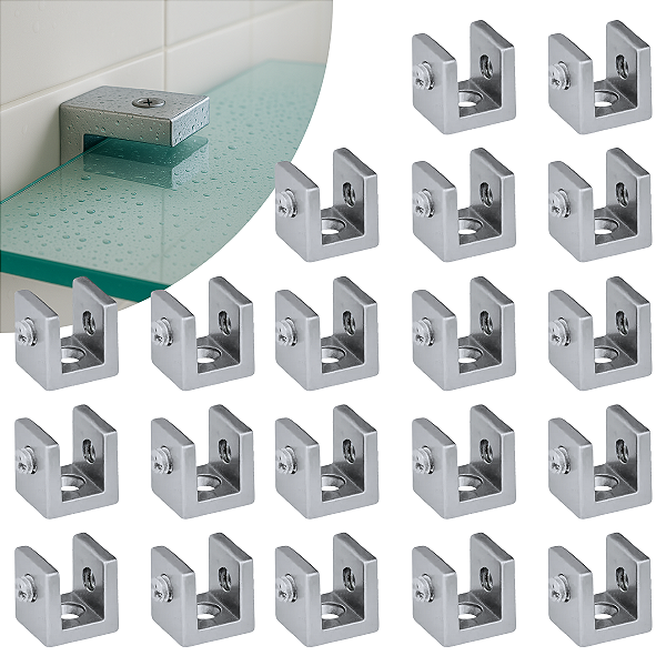 Kit 20 Suportes Fenda Quadrado 6mm 2 Furos Cromado