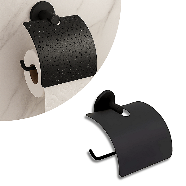 Papeleira com Tampa Veneza Preto Fosco