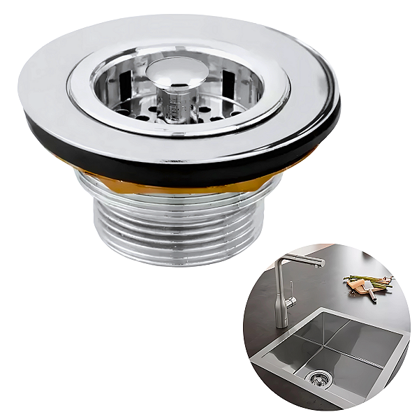 Válvula de Cozinha Inox Moderna 3"1/2 Para Cubas e Tanques